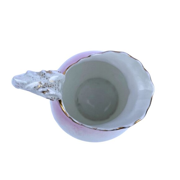 Antique Made in Austria Carlsbad China Pink & White Porcelain Creamer Gold Trim - Picture 2 of 5